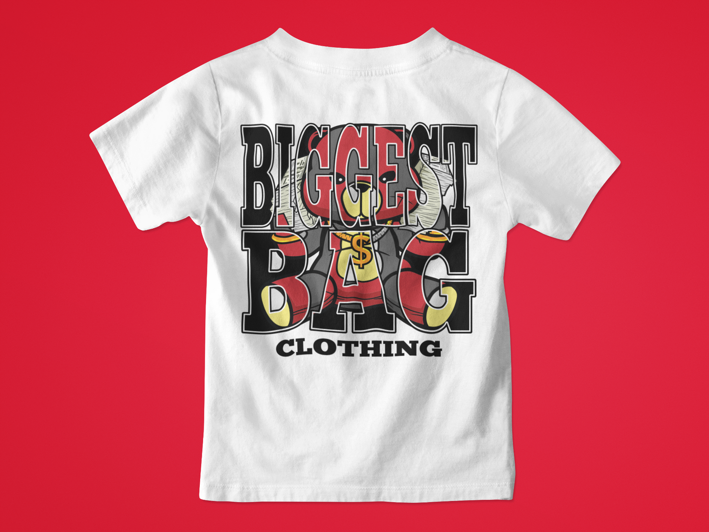 YOUTH BIGGEST BAG (MONEY BEAR) CLOTHING BRAND BLACK & WHITE T-SHIRTS