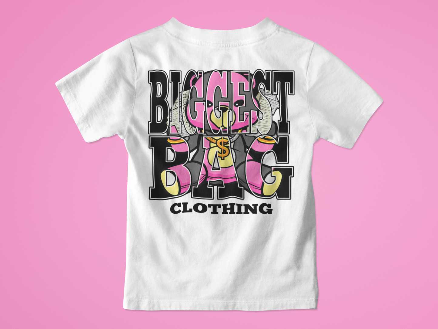 YOUTH BIGGEST BAG (MONEY BEAR) CLOTHING BRAND BLACK & WHITE T-SHIRTS