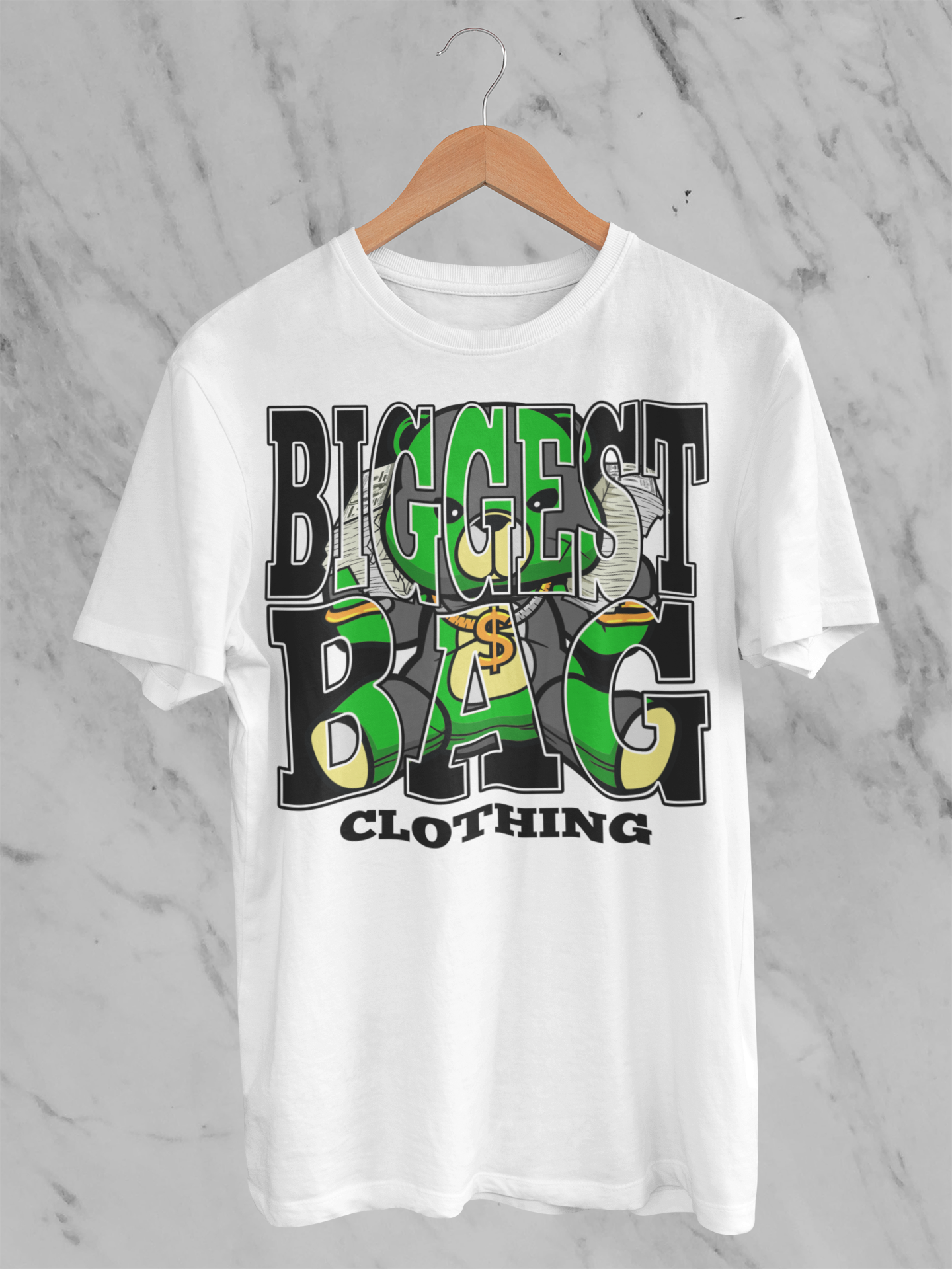 BIGGEST BAG (MONEY BEAR) CLOTHING BRAND BLACK & WHITE T-SHIRTS