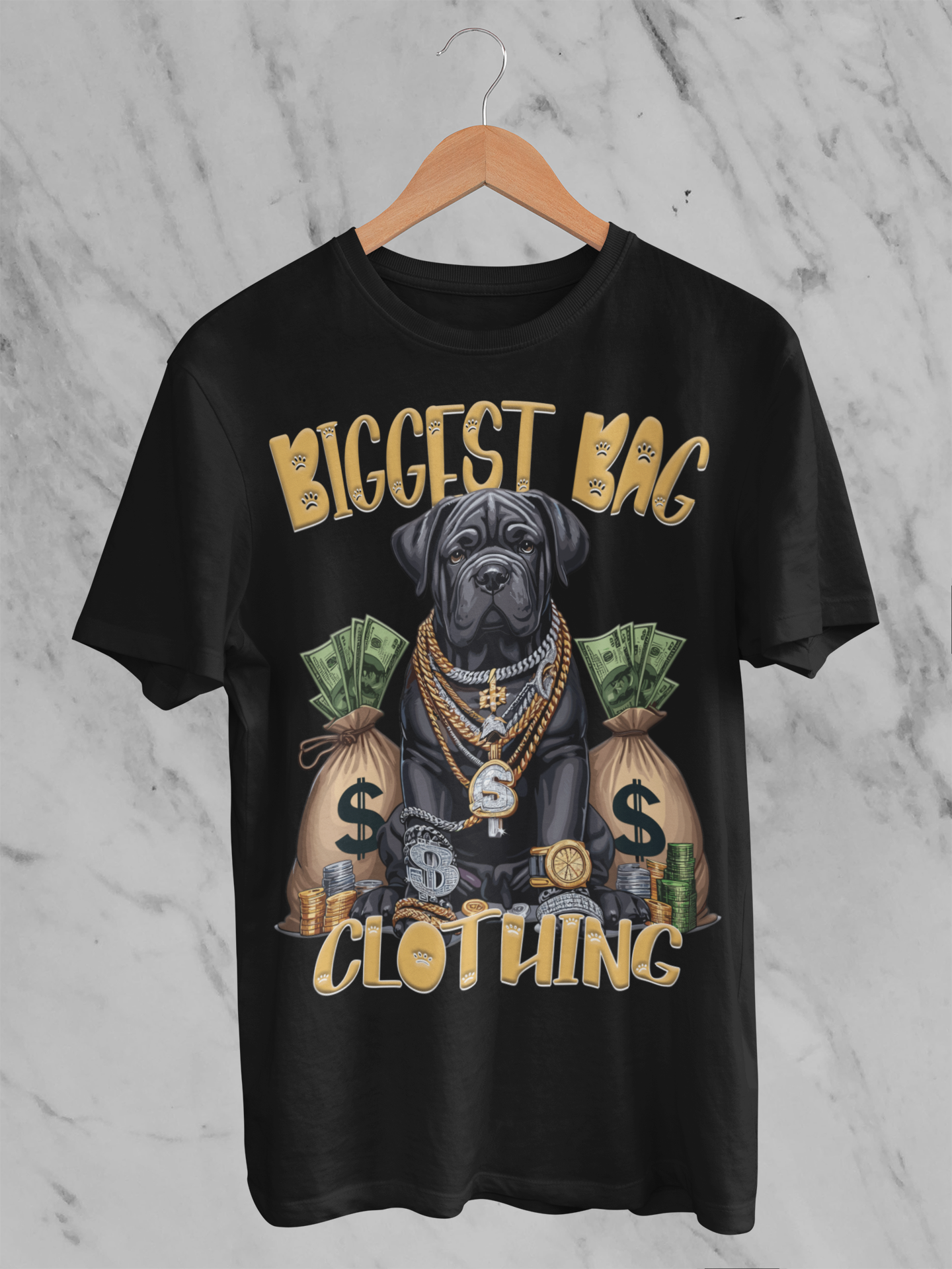 BIGGEST BAG "FETCHING MONEY" T-SHIRT DESIGN